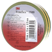 Image of 3M Temflex 1500 Isolatietape Groen-geel (l x b) 10 m x 15 mm Inhoud: 1 rollen