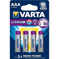 Image of 1x4 Varta Lithium Micro AAA LR 03