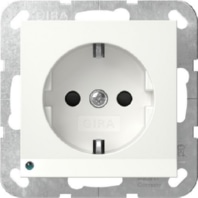 Gira stopcontact met witte LED verlichting kinderveilig zuiver wit glanzend 417003