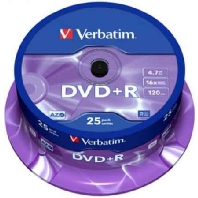 1x25 DVD+R 47GB 16x Speed Mat zilver