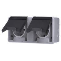 078130 - Schuko double socket gray, horizontal, surface-mounted flat, 078130