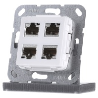 GIRA 4 computeraansluitingen RJ45 CAT 6A gender zuiver wit glanzend 569803