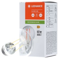 Ledvance Classic LED E27 Peer Filament Helder 6.5W 806lm 840 Koel Wit | Vervangt 60W