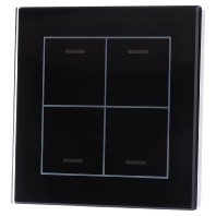 BE-GTL40S.01 - EIB, KNX, Glass Push Button II Lite 4-fold, RGBW, neutral, Black, BE-GTL40S.01