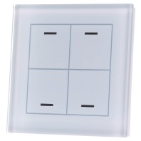 BE-GTL4TW.01 - EIB, KNX, Glass Push Button II Lite 4-fold, RGBW, neutral, with temperature sensor, White, BE-GTL4TW.01