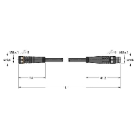 PKG4M-0,15-PSG4M/TXL - Sensor-actuator patch cord 0,15m M8 M8 PKG4M-0,15-PSG4M/TXL