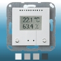 EIB, KNX indoor sensor for temperature and humidity with display and buttons, with heating controller and ventilation controller, aluminum, ELS 70374 KNX TH-BUP