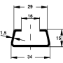 C-profile 2000x34x15mm 2975/2 FL