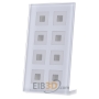 KNX RF+ Glass Push Button 8-fold Plus with Actuator + RTM, White, for ETS5 - RF-GTT8W.01