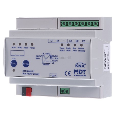 MDT Busspannungsversorgung Redundant mit Diagnose, 6TE, REG, 640mA - STR-0640.0