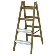 Holz-Stehleiter PHSLAE24 Alu-Stufen, einseitig, 2x4 L:1,2m 05105696