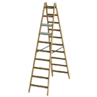 Holz-Stehleiter PHSLAE10 Alu-Stufen, einseitig, 2x10 L:2,8m 05105702