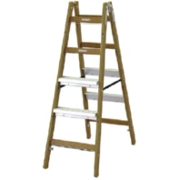 Wooden stepladder PHSLAB25 aluminum steps on both sides. 2x5 L:1.47m