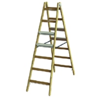 Wooden stepladder PHSLAB27 aluminum steps on both sides. 2x7 L:1.97m