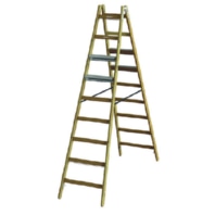 Wooden stepladder PHSLAB29 aluminum steps on both sides. 2x9 L:2.75m