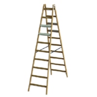 Holz-Stehleiter PHSLAB10 Alu-Stufen beidseitig 2x10 L:2,8m 05105709
