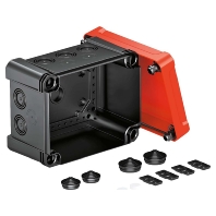Kabelabzweigkasten m. rotem Deckel X10 SW-RO