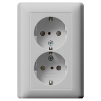 SCHUKO-Steckdose 2-f. SH+Vollpl. grau 0783015