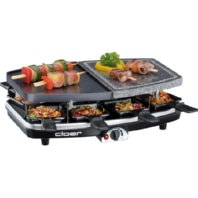 Raclette-Grill 8Pf�n,Naturstein+Alu 6435 sw/si