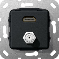 UP Tragring HDMI und SAT F-Buchse schwarz matt, 567510