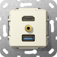 UP Tragring HDMI und USB A cremewei Kabelpeitsche, 568101