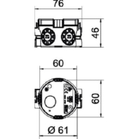 Flush mounted mounted box D=60mm UG 46-LKG