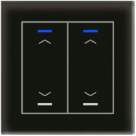 EIB, KNX, Glass Push Button II Lite 2-fold, RGBW, blinds, Black - BE-GTL20S.A1