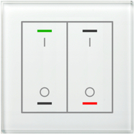 EIB, KNX, Glass Push Button II Lite 2-fold, RGBW, switch, with temperature sensor, White - BE-GTL2TW.B1