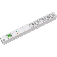 19 Zoll Steckdosenleiste, Mehrfachsteckdose 5fach mit Schalter, aluminium, 333.403
