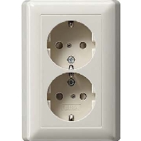 Schuko double socket chrome-white-glossy with child protection, 078301