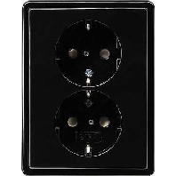 Schuko double socket black with child protection, S-Color, 078347