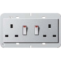 Doppelsteckdose 13A KS abschaltbar alu 278326