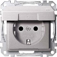 SCHUKO-Steckdose alu m.Klappdeckel IP44 MEG2414-0460