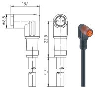 Sensor-actuator patch cord 2m M8 RKMW 3-224/2m