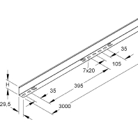 Separation profile for cable tray 3000mm GTW 54 S