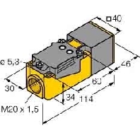 Sensor,ind. quad. 40x40mm 10-65VDC,pnp,sn=20mm NI20NF-CP40-VP4X2