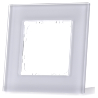 EIB/KNX Glass cover frame for 55 mm range 1-fold, White - BE-GTR1W.01