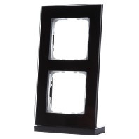 EIB/KNX Glass cover frame for 55 mm range 2-fold, Black - BE-GTR2S.01