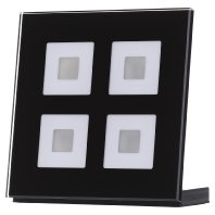 EIB/KNX Glass Push Button 4-fold Plus, Black, Temperature Sensor - BE-GTT4S.01