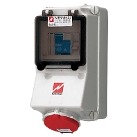 Wanddose 32A,4p,6h,400V,IP44 7127
