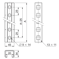 Mounting rail for switchgear cabinet NSYTVR20 (quantity: 2)