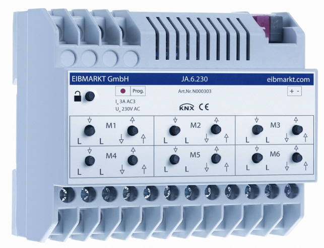  EIBMARKT GmbH Holding (www.eibmarkt.de) presents a new 230V EIB/KNX shutter/blind actuator 6-fold 