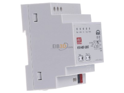 View on the left Mean Well KNX-40E-1280D EIB/KNX power supply 1280mA with integrated choke and diagnostic function
