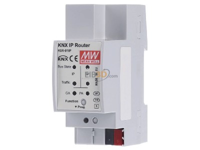 Front view Mean Well KSR-01IP EIB/KNX IP routing and tunneling device
