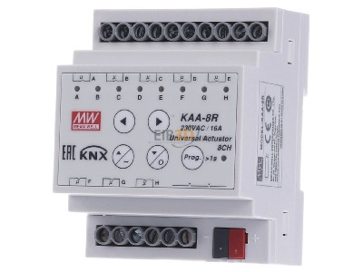 Front view Mean Well KAA-8R EIB/KNX Universal Actuator 8fold 16A
