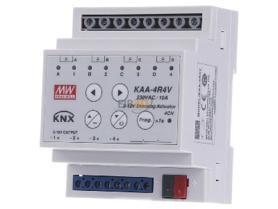 Front view Mean Well KAA-4R4V-10 EIB/KNX Dimming actuator 4fold 16A
