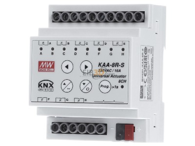 Frontansicht Mean Well KAA-8R-16S KNX Universal Aktor 8fach 16A, Secure Version