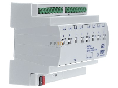 Ansicht links MDT AKI-0816.04 EIB/KNX Schaltaktor 8-fach, 8TE, REG, 16/20A, 230VAC, C-Last, Industrie, 200F, 