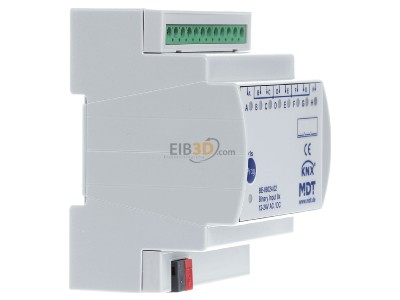 View on the left MDT BE-08024.02 EIB/KNX Binary Input 8-fold, 4SU MDRC, Inputs 24VAC/DC, 
