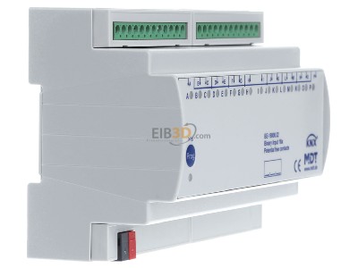 Ansicht links MDT BE-16000.02 EIB/KNX Binreingang 16-fach, 8TE REG, Eingnge potentialfrei, 